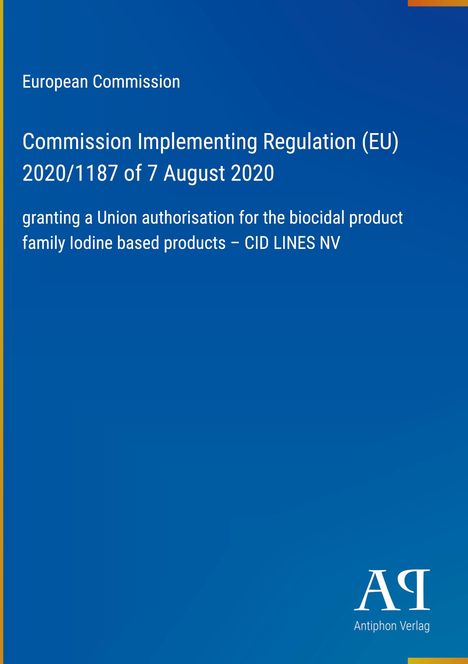 Text über EU-Verordnung zur Autorisierung von Produkten. Blaues Design mit gelbem Streifen und Verlag-Logo unten rechts.