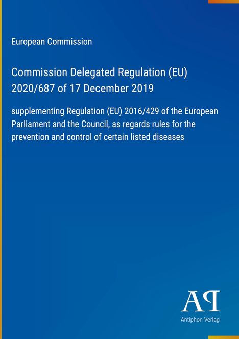 Text: Delegierte Verordnung (EU) 2020/687 der Kommission, 17. Dezember 2019. Blauer Hintergrund. Logo: "AR".