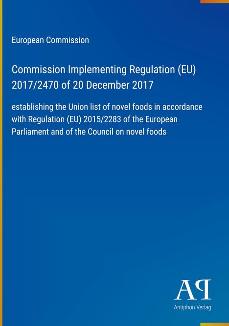"Commission Implementing Regulation (EU) 2017/2470" auf blauem Hintergrund, europäisches Logo unten.