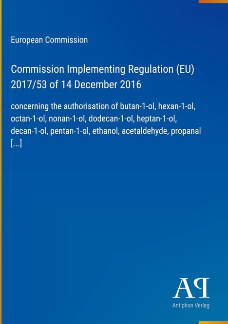 Text: EU-Verordnung zur Genehmigung chemischer Stoffe. Design: Blau mit weißem Text und gelben Akzenten.