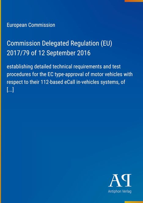 Text zu EU-Regulationen; Blaues Cover, rechts unten Verlagssymbol "AR".
