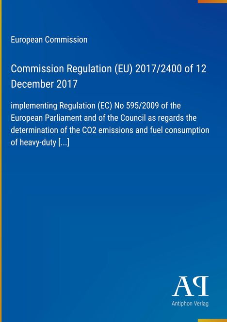 Titel: Commission Regulation (EU) 2017/2400, Dezember 2017. Logo am unteren Rand auf blauem Hintergrund.