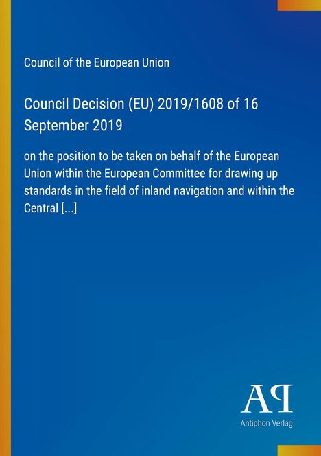 Council of the European Union, Council Decision (EU) 2019/1608 of 16 September 2019, blau mit gelbem Streifen links.