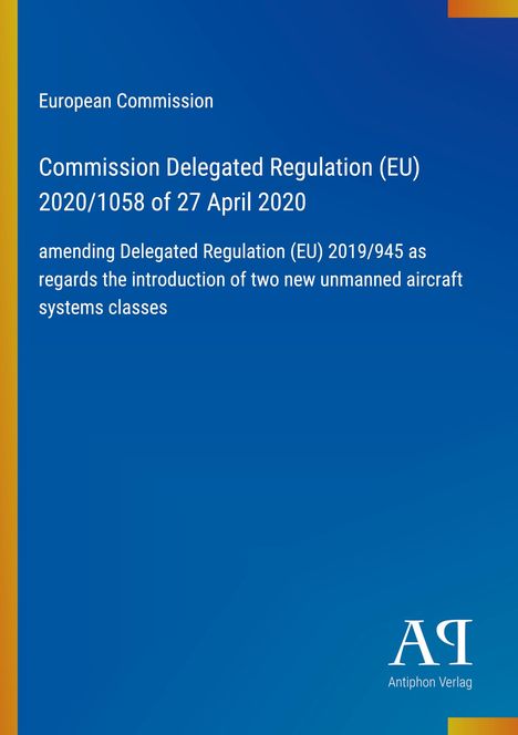 Europäische Kommission, Verordnung (EU) 2020/1058 vom 27. April 2020, blaues Design mit gelbem Rand links.