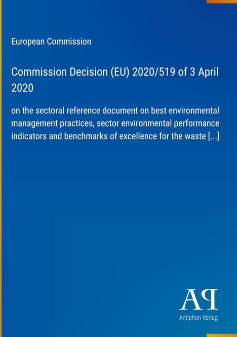 "Kommissionsentscheidung (EU) 2020/519 vom 3. April 2020. Blauer Hintergrund mit weißem Text und einem modernen Logo."