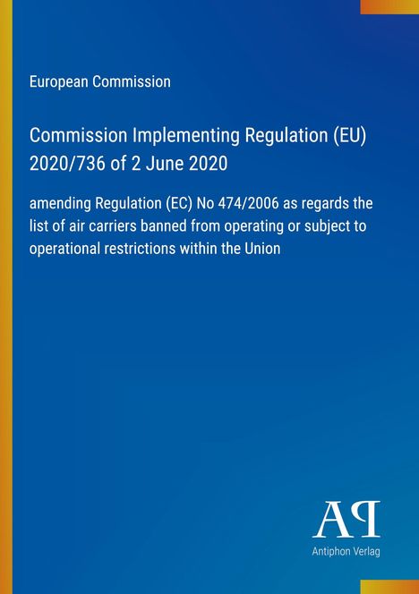 Text über EU-Verordnung zu Fluggesellschaften, blauer Hintergrund, Logo unten rechts.