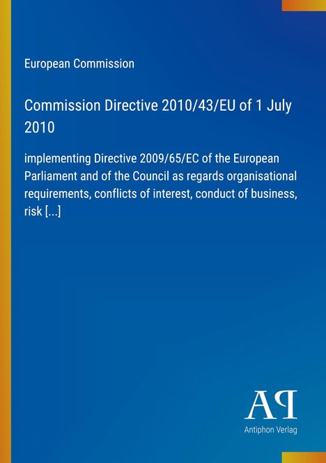 Oben steht "European Commission". Darunter der Titel von 2010. Blauer Hintergrund mit einem kleinen Logo unten.