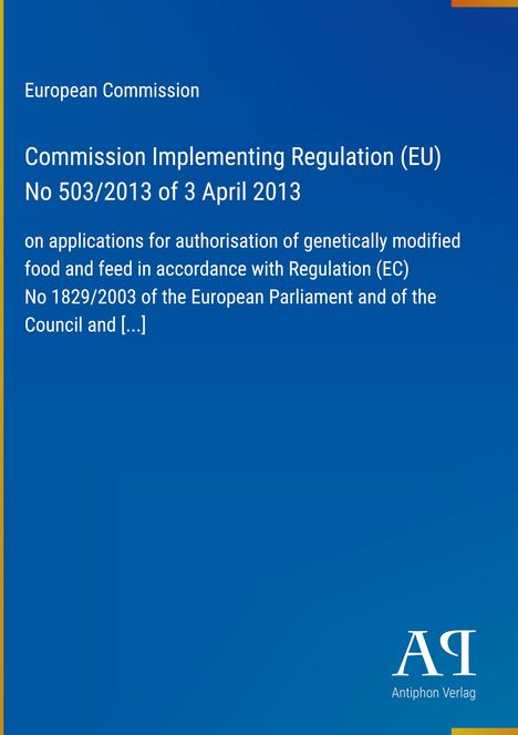 "Commission Implementing Regulation (EU) No 503/2013." Blauer Hintergrund, EU-Text in Weiß, rechts unten kleines Logo.