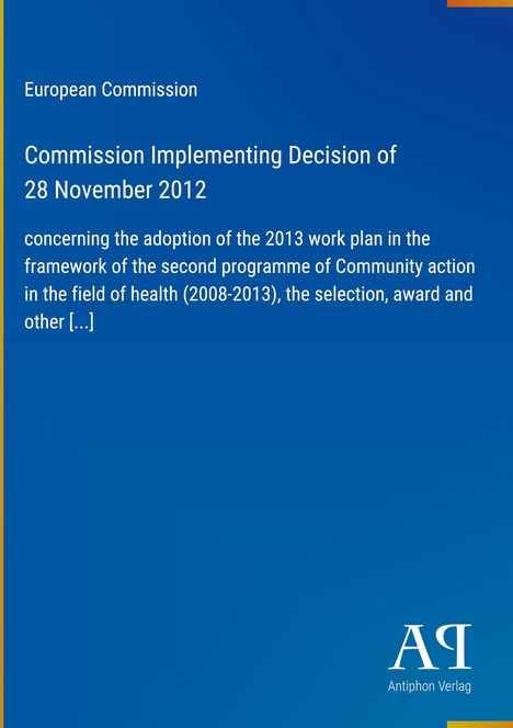 Titel: "Commission Implementing Decision of 28 November 2012". Blauer Hintergrund, unten rechts ein Logo.