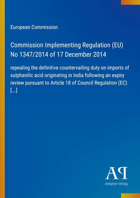 Titel: Commission Implementing Regulation (EU) No 1347/2014. Logo unten rechts. Blaues Design mit gelben Akzenten.
