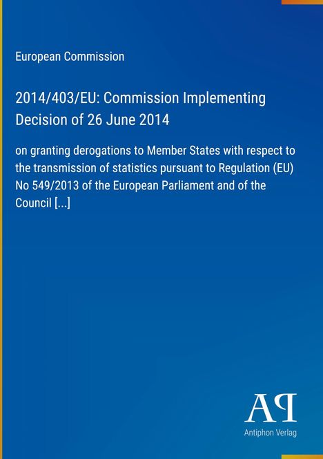 Text: European Commission, 2014/403/EU: Commission Implementing... Blaues Design mit Logo "AQ".