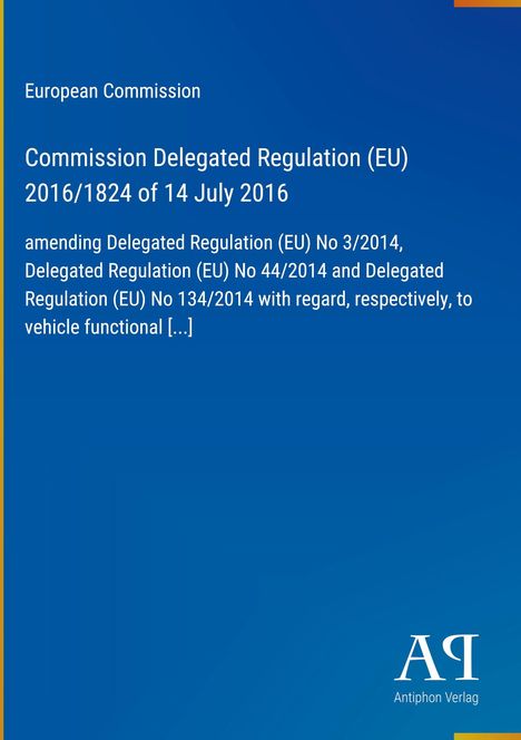 Titel: Commission Delegated Regulation (EU) 2016/1824. Enthält EU-Regulierungen, blaue Hintergrundfarbe links.