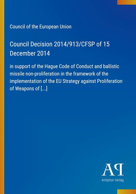 Texte: "Council of the European Union", "Council Decision 2014/913/CFSP of 15 December 2014". Unten rechts ein Logo.