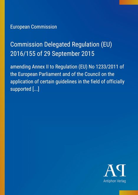 Text über EU-Verordnung auf blauem Hintergrund und kleines Logo unten rechts.