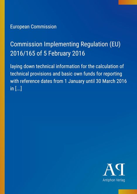 Text beschreibt eine EU-Verordnung von 2016 zur Berechnung technischer Informationen. Hintergrund: Blau, Rand: Gelb.
