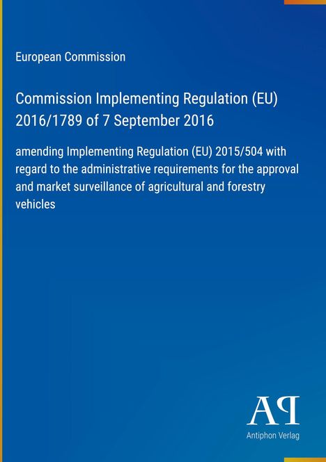 Text über EU-Regularien zur Marktüberwachung von Landwirtschaftsfahrzeugen; blaue Fläche, Logo unten rechts.
