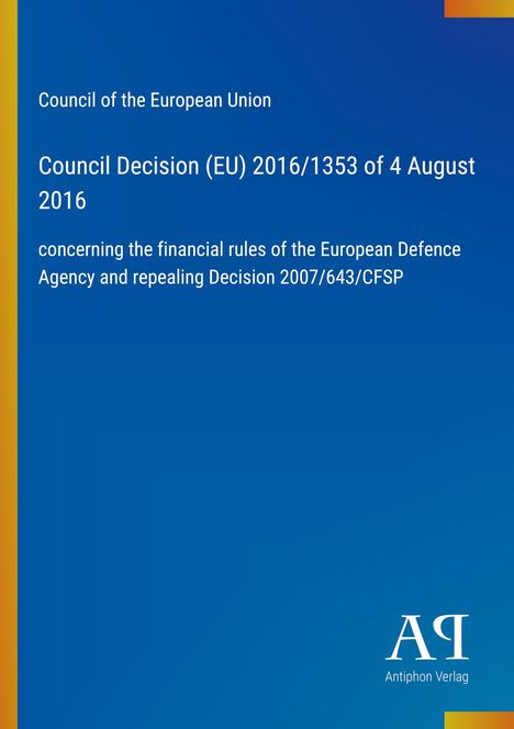 Council of the European Union; Council Decision (EU) 2016/1353; blauer Hintergrund mit Logo unten rechts.