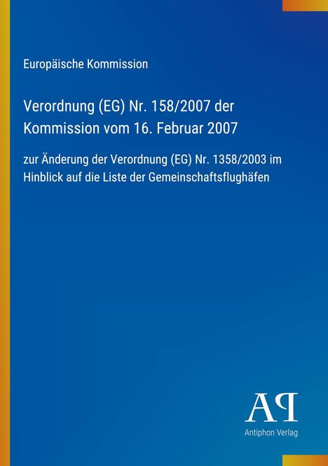 Text über EU-Verordnung auf blauem Hintergrund; Logo des Antiphon Verlags unten rechts.