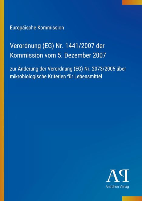 Titel: Verordnung (EG) Nr. 1441/2007 der Kommission. Blaues Design mit Verlagslogo unten rechts.
