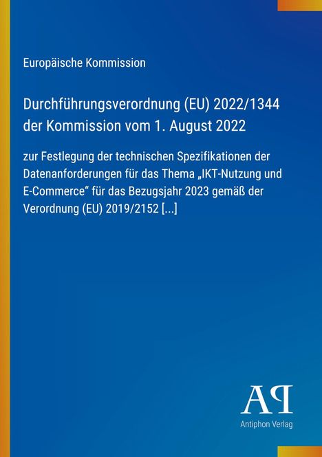 Text über technische Spezifikationen der EU-Verordnung, blauer Hintergrund, gelber Rand links. Logo unten rechts.