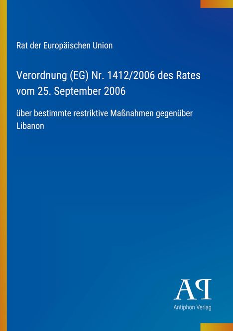 Titel: "Verordnung (EG) Nr. 1412/2006". Hintergrund: Blau-Orange, Logo unten rechts.