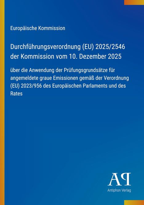 Text: "Europäische Kommission. Durchführungsverordnung (EU) 2025/2546." Blaues Cover mit gelbem Rand; Logo unten rechts.
