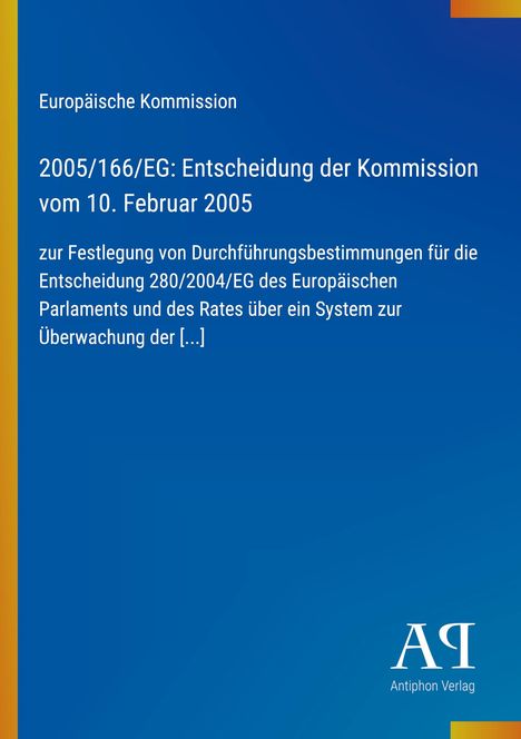 Text: Europäische Kommission, Titel der Entscheidung mit Datum, Erläuterung über Durchführungsbestimmungen. Logo unten.