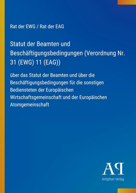 Text: Statut der Beamten und Beschäftigungsbedingungen. Unterer Text spricht über Beschäftigungsbedingungen. Logo unten rechts.