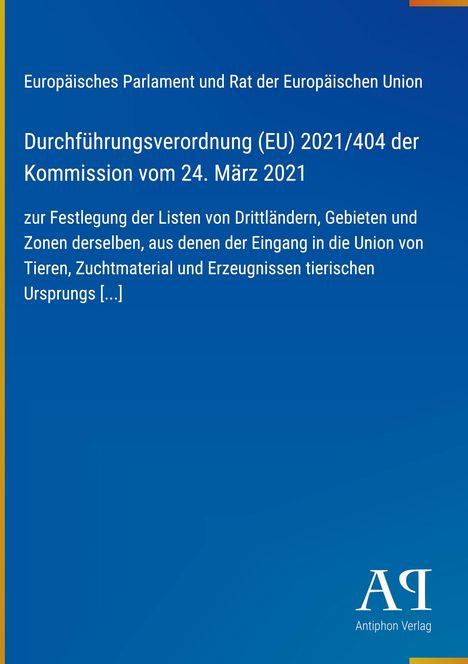 Cover mit blauem Hintergrund und gelbem Rand. Oben steht: "Europäisches Parlament und Rat der Europäischen Union". Darunter der Titel eines Gesetzestextes. Unten rechts ist ein Logo.