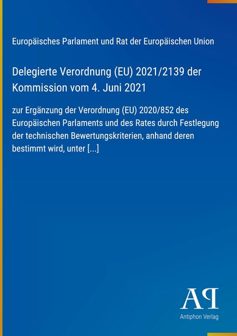 Text beschreibt eine Verordnung der EU-Kommission. Blauer Hintergrund mit einem gelben Streifen links. Unten ein Logo.
