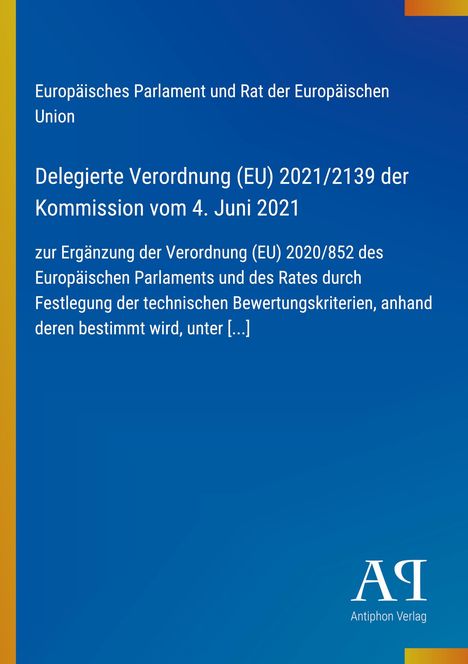 Text: "Europäisches Parlament... vom 4. Juni 2021", blaues Layout, links gelber Streifen, Logo: "ΑΡ Antiphon Verlag".