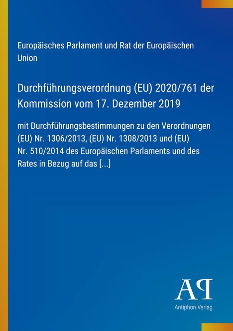 Titel: Durchführungsverordnung (EU) 2020/761. Blauer Hintergrund, gelber Streifen links, Verlagslogo unten rechts.