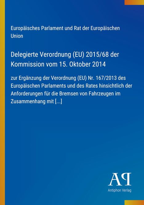 Europäische Verordnungstexte auf blauem Hintergrund, kleines Verlagslogo unten rechts.