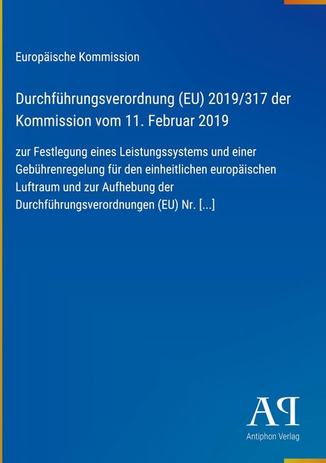 Europäische Kommission, Verordnung über Leistungssystem und Gebührenregelung für europäischen Luftraum. Unten Logo.