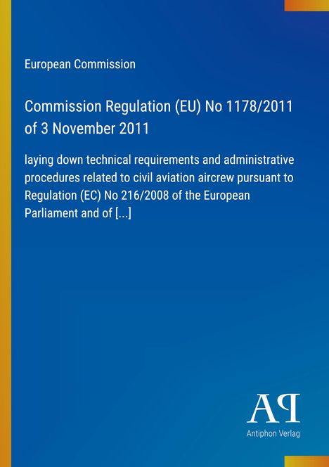 Der Text beschreibt eine EU-Verordnung zur Luftfahrt vom 3. November 2011. Blauer Hintergrund, gelber Rand links.