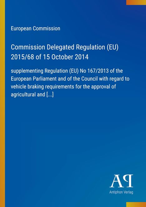 Europäische Kommission, Verordnung (EU) 2015/68, 15. Oktober 2014, blaue Farbgebung, Verlaglogo unten.