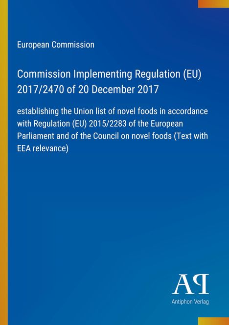 EU Verordnungstitel in Weiß auf Blau. Gelber Rand links. Logo unten rechts: "AR Antiphon Verlag".