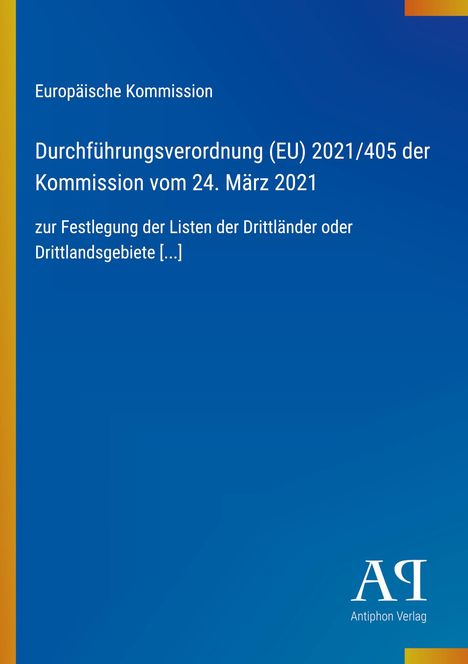 Text: Durchführungsverordnung (EU) 2021/405, 24. März 2021. Blaues Cover mit gelb-rotem Rand, Logo unten rechts.