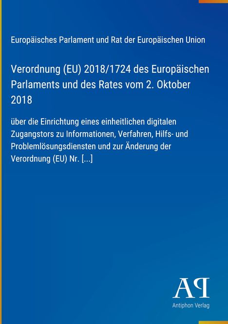 Der Text beschreibt eine EU-Verordnung von 2018 zur Einrichtung eines digitalen Zugangstors. Ein blaues Hintergrundlayout.