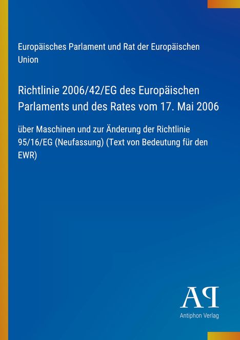 Text: "Europäisches Parlament und Rat der Europäischen Union" über EU-Richtlinie. Blaues Cover mit gelbem Rand.
