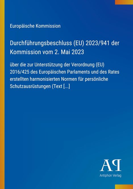 Europäische Kommission: Durchführungsbeschluss (EU) 2023/941, 2. Mai 2023. Blaues Cover, links gelber Rand.