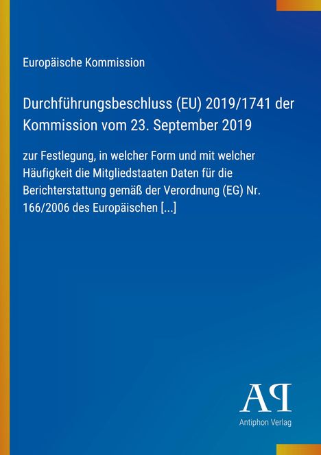 Text in Weiß auf blauem Hintergrund. Links gelber Streifen. Rechtes Logo: „AP Antiphon Verlag“.