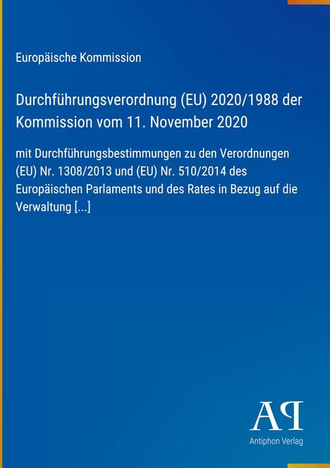 Titel: "Durchführungsverordnung (EU) 2020/1988 der Kommission vom 11. November 2020". Blau mit Logo unten rechts.