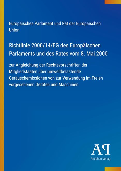Text in Weiß auf blauem Hintergrund. Links ein gelber Streifen. Logo unten rechts: AI Antiphon Verlag.