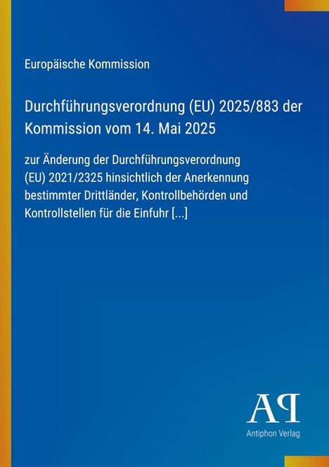 Europäische Kommission, Durchführungsverordnung (EU) 2025/883, 14. Mai 2025, blaues Design mit gelbem Rand links.