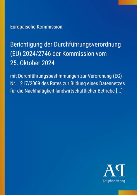 Text zu EU-Verordnung von 2024, blauer Hintergrund, unten ein Logo „AP Antiphon Verlag“.