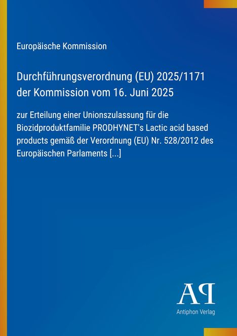 Europäische Kommission, Durchführungsverordnung (EU) 2025/1171, blaues Design mit gelbem Rand, Logo unten rechts.