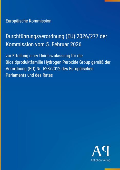 „Durchführungsverordnung (EU) 2026/277 der Kommission vom 5. Februar 2026“ steht auf einem blauen Hintergrund.