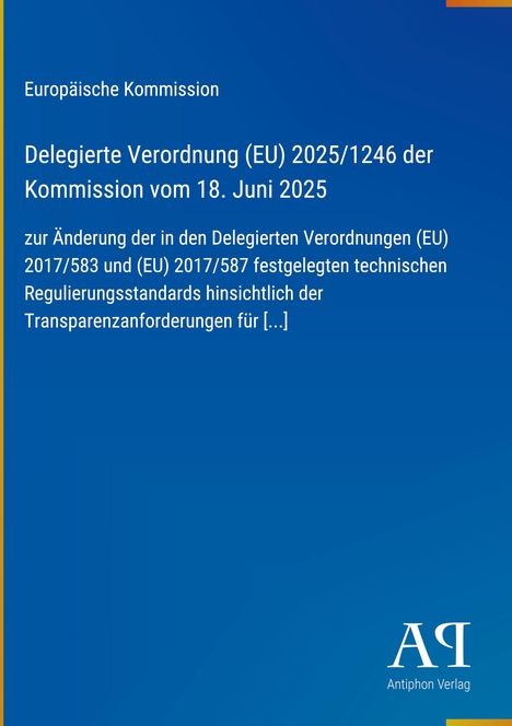 Europäische Kommission, Verordnung (EU) 2025/1246 vom 18. Juni 2025. Blaues Design, Logo: "AR".