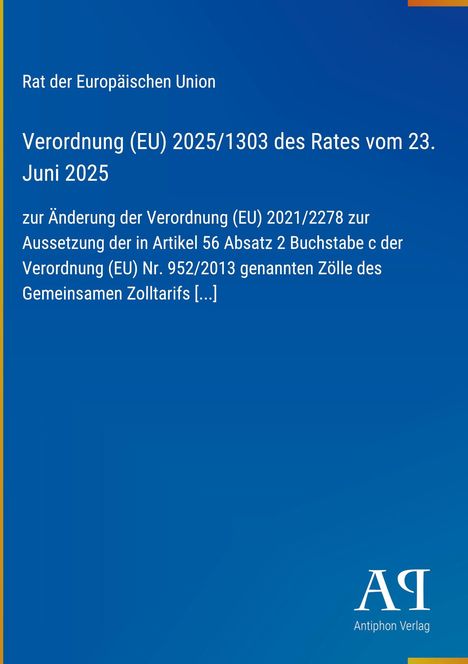Text über eine EU-Verordnung auf blauem Hintergrund. Unten rechts ist ein Verlag-Logo.
